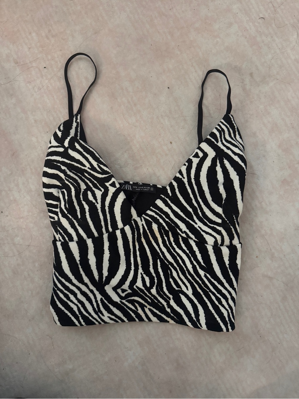 Zara Black & White Zebra-Print Cropped Cami